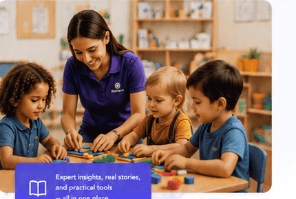 Educator engaging with toddlers during a classroom activity